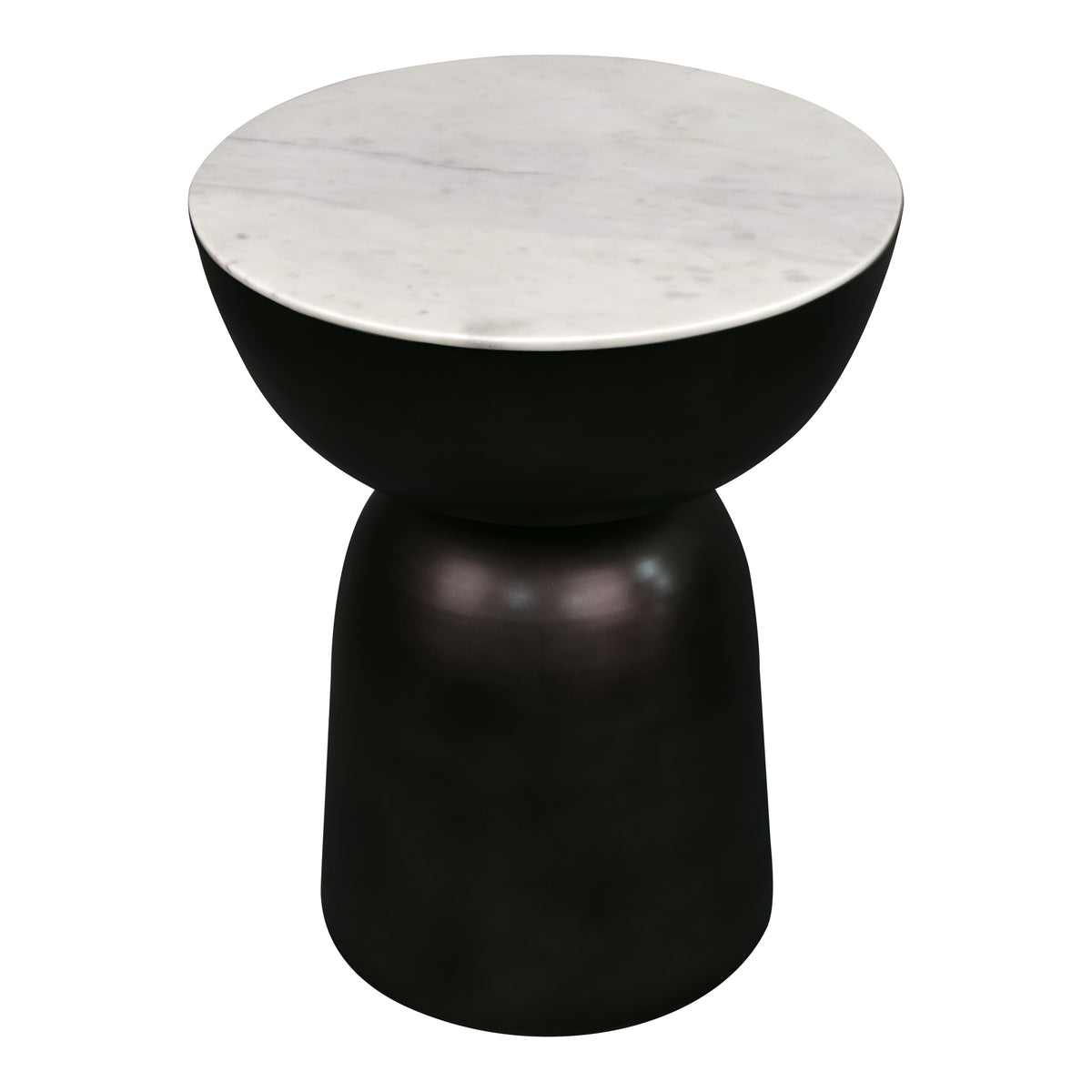 Cone 20" Contemporary Natural Marble/Metal Handmade Hourglass End Table