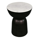 Cone 20" Contemporary Natural Marble/Metal Handmade Hourglass End Table