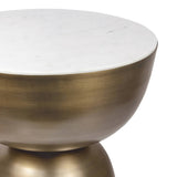 Cone 20" Contemporary Natural Marble/Metal Handmade Hourglass End Table