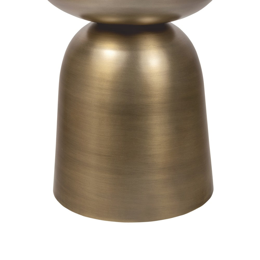 Cone 20" Contemporary Natural Marble/Metal Handmade Hourglass End Table