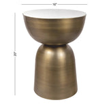 Cone 20" Contemporary Natural Marble/Metal Handmade Hourglass End Table