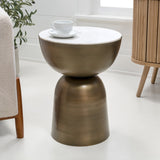 Cone 20" Contemporary Natural Marble/Metal Handmade Hourglass End Table