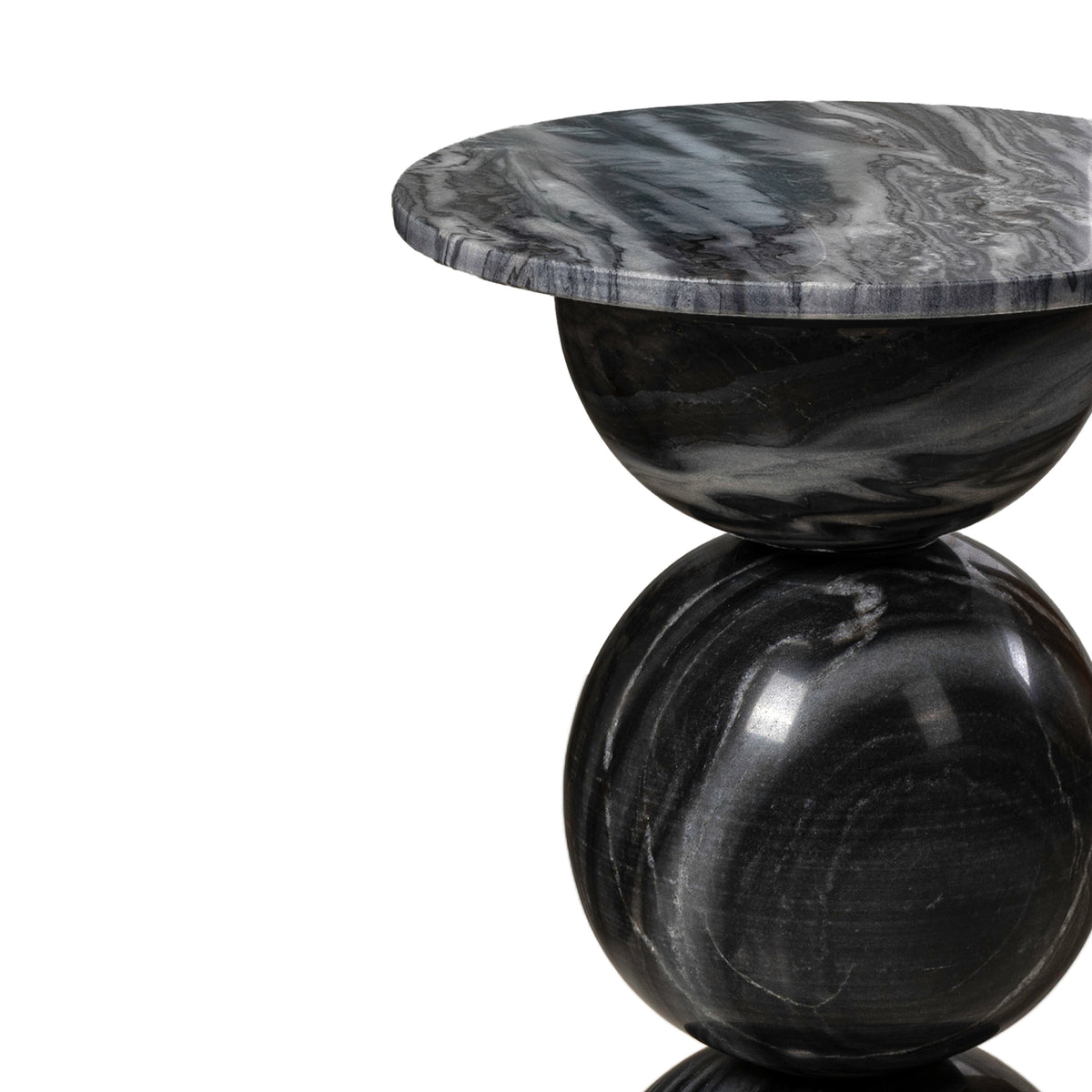 Boho 19" Modern Natural Marble Handmade Stacked Round Pedestal End Table