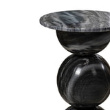 Boho 19" Modern Natural Marble Handmade Stacked Round Pedestal End Table