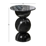Boho 19" Modern Natural Marble Handmade Stacked Round Pedestal End Table