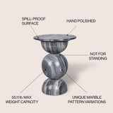 Boho 19" Modern Natural Marble Handmade Stacked Round Pedestal End Table