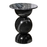 Boho 19" Modern Natural Marble Handmade Stacked Round Pedestal End Table