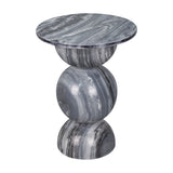Boho 19" Modern Natural Marble Handmade Stacked Round Pedestal End Table