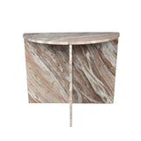 Yarrow 20" Art Deco Minimalist Natural Marble Handmade Demilune Side Table