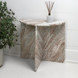 Yarrow 20" Art Deco Minimalist Natural Marble Handmade Demilune Side Table