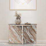 Yarrow 20" Art Deco Minimalist Natural Marble Handmade Demilune Side Table