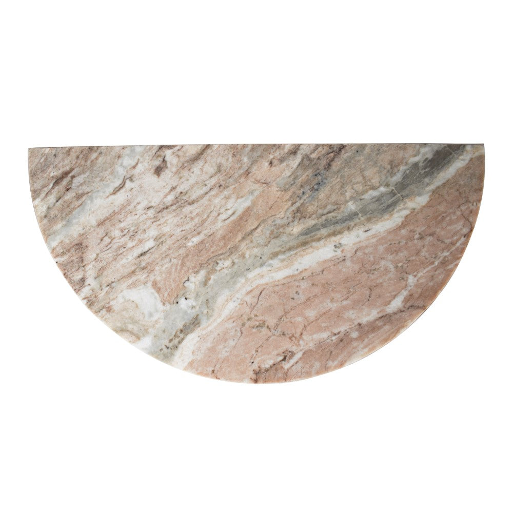 Yarrow 20" Art Deco Minimalist Natural Marble Handmade Demilune Side Table