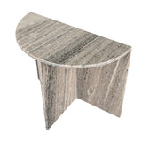 Yarrow 20" Art Deco Minimalist Natural Marble Handmade Demilune Side Table