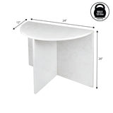 Yarrow 20" Art Deco Minimalist Natural Marble Handmade Demilune Side Table