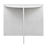 Yarrow 20" Art Deco Minimalist Natural Marble Handmade Demilune Side Table