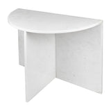 Yarrow 20" Art Deco Minimalist Natural Marble Handmade Demilune Side Table