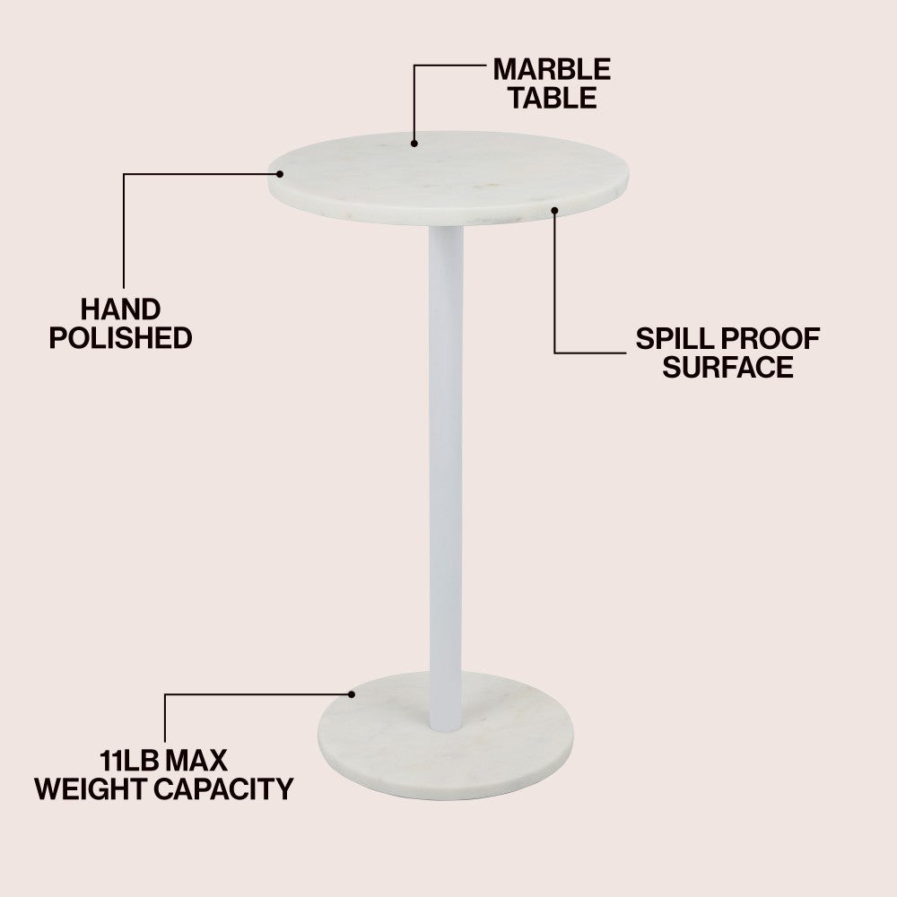 Birch 22.25" Contemporary Natural Marble/Metal Pedestal Drink Table