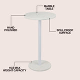 Birch 22.25" Contemporary Natural Marble/Metal Pedestal Drink Table