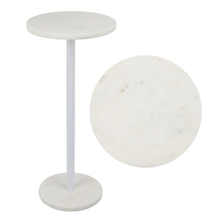 Birch 22.25" Contemporary Natural Marble/Metal Pedestal Drink Table