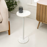 Birch 22.25" Contemporary Natural Marble/Metal Pedestal Drink Table