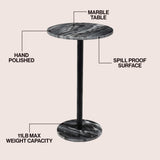 Birch 22.25" Contemporary Natural Marble/Metal Pedestal Drink Table