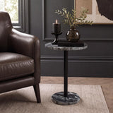 Birch 22.25" Contemporary Natural Marble/Metal Pedestal Drink Table