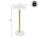 Birch 22.25" Contemporary Natural Marble/Metal Pedestal Drink Table