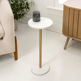 Birch 22.25" Contemporary Natural Marble/Metal Pedestal Drink Table