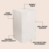 Reed 18" Contemporary Solid Natural Marble Handmade Square Plinth Block Pedestal End Table