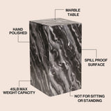 Reed 18" Contemporary Solid Natural Marble Handmade Square Plinth Block Pedestal End Table