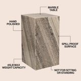 Reed 18" Contemporary Solid Natural Marble Handmade Square Plinth Block Pedestal End Table