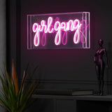 Trioyi Gang 11.88" Contemporary Glam Acrylic Box USB Operated LED Neon Light, Pink