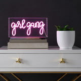 Trioyi Gang 11.88" Contemporary Glam Acrylic Box USB Operated LED Neon Light, Pink
