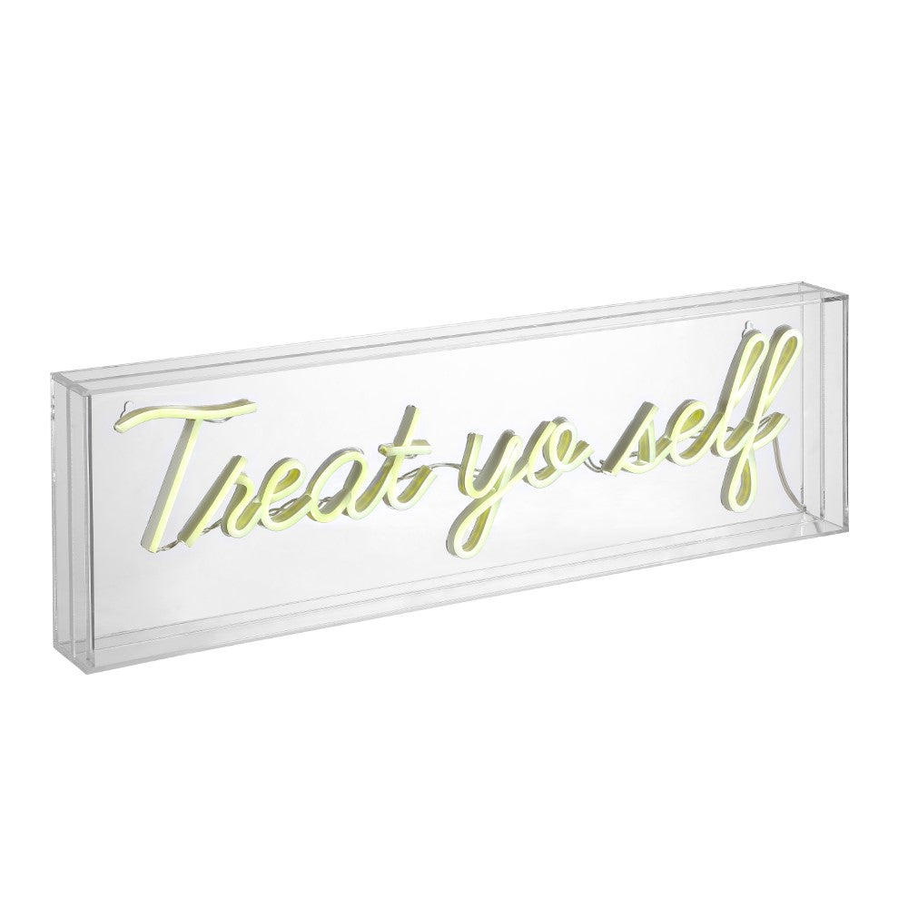 Poppy 20" Contemporary Glam Acrylic Box USB Operated LED Neon Light, Yellow