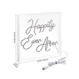 HAPPILY Ever After Square Contemporary Glam Acrylic Box USB Operated LED Neon Light