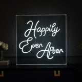 HAPPILY Ever After Square Contemporary Glam Acrylic Box USB Operated LED Neon Light