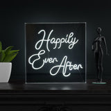 HAPPILY Ever After Square Contemporary Glam Acrylic Box USB Operated LED Neon Light