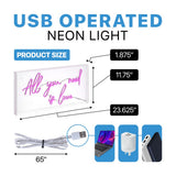 USB All You Need Is Love Contemporary Glam Acrylic Box USB Operated LED Neon Light