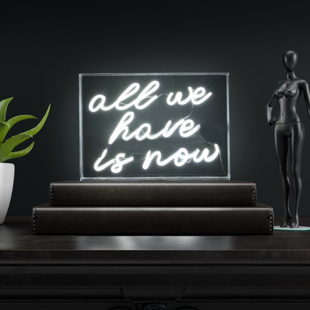 Neon All We Have Is Now Contemporary Glam Acrylic Box USB Operated LED Neon Light