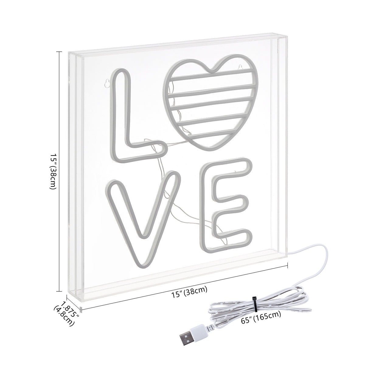 Live LOVE Square Contemporary Glam Acrylic Box USB Operated LED Neon Light