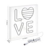 Live LOVE Square Contemporary Glam Acrylic Box USB Operated LED Neon Light