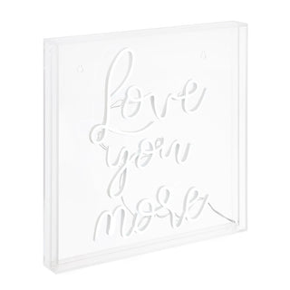 USB Love You More Square Contemporary Glam Acrylic Box USB Operated LED Neon Light