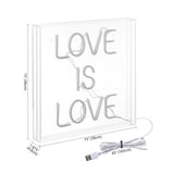 Neon Sign Love Is Love Square Contemporary Glam Acrylic Box USB Operated LED Neon Light