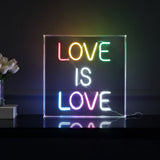 Neon Sign Love Is Love Square Contemporary Glam Acrylic Box USB Operated LED Neon Light