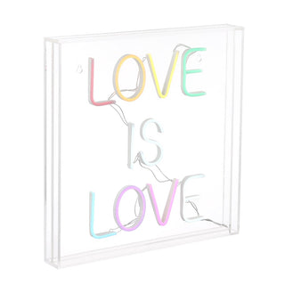 Neon Sign Love Is Love Square Contemporary Glam Acrylic Box USB Operated LED Neon Light