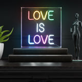 Neon Sign Love Is Love Square Contemporary Glam Acrylic Box USB Operated LED Neon Light