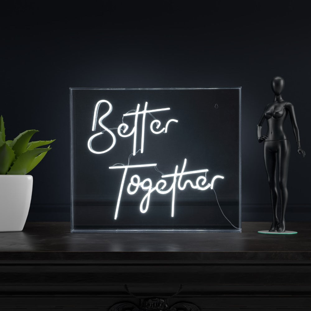 Cheers Together Contemporary Glam Acrylic Box USB Operated LED Neon Light