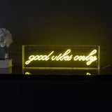 Sign Good Vibes Only Contemporary Glam Acrylic Box USB Operated LED Neon Light