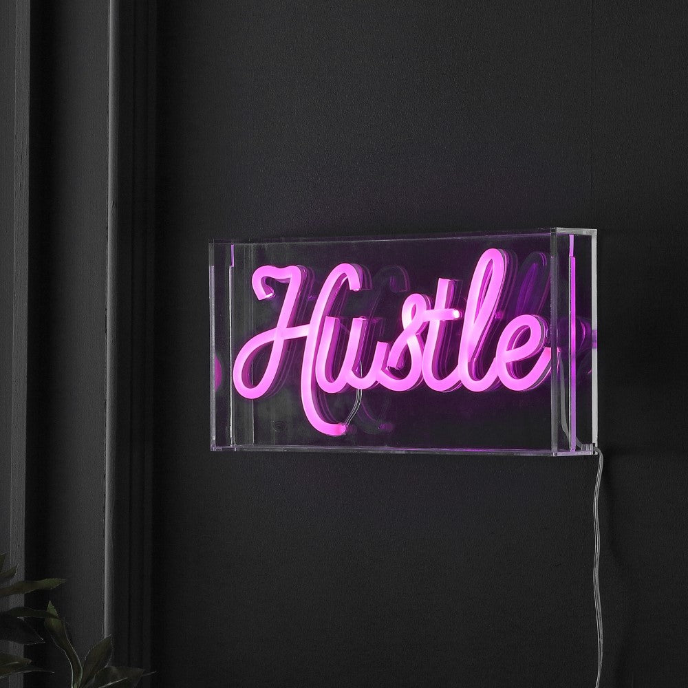 American  Hustle Contemporary Glam Acrylic Box USB Operated LED Neon Light