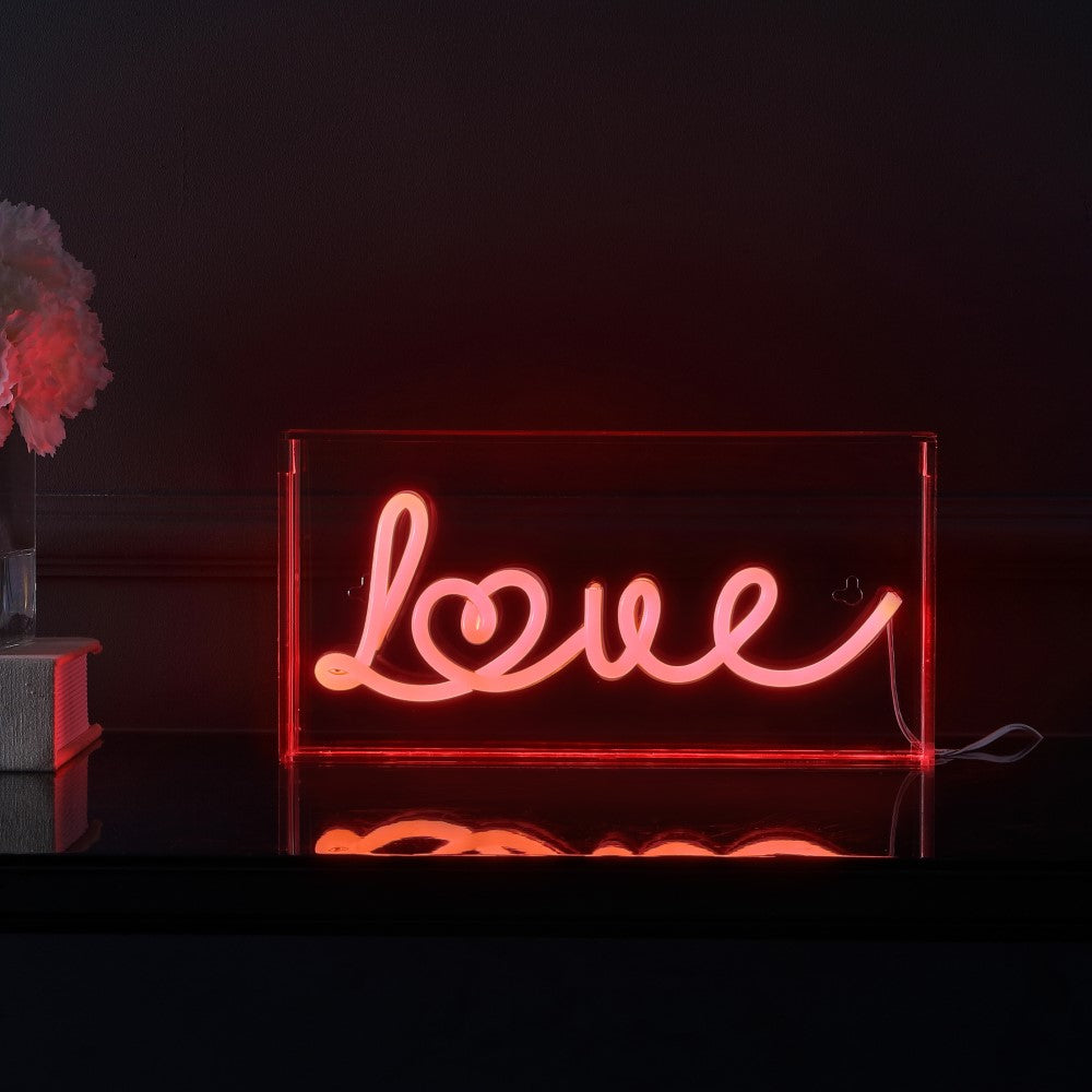 Decor  Love Contemporary Glam Acrylic Box USB Operated LED Neon Light
